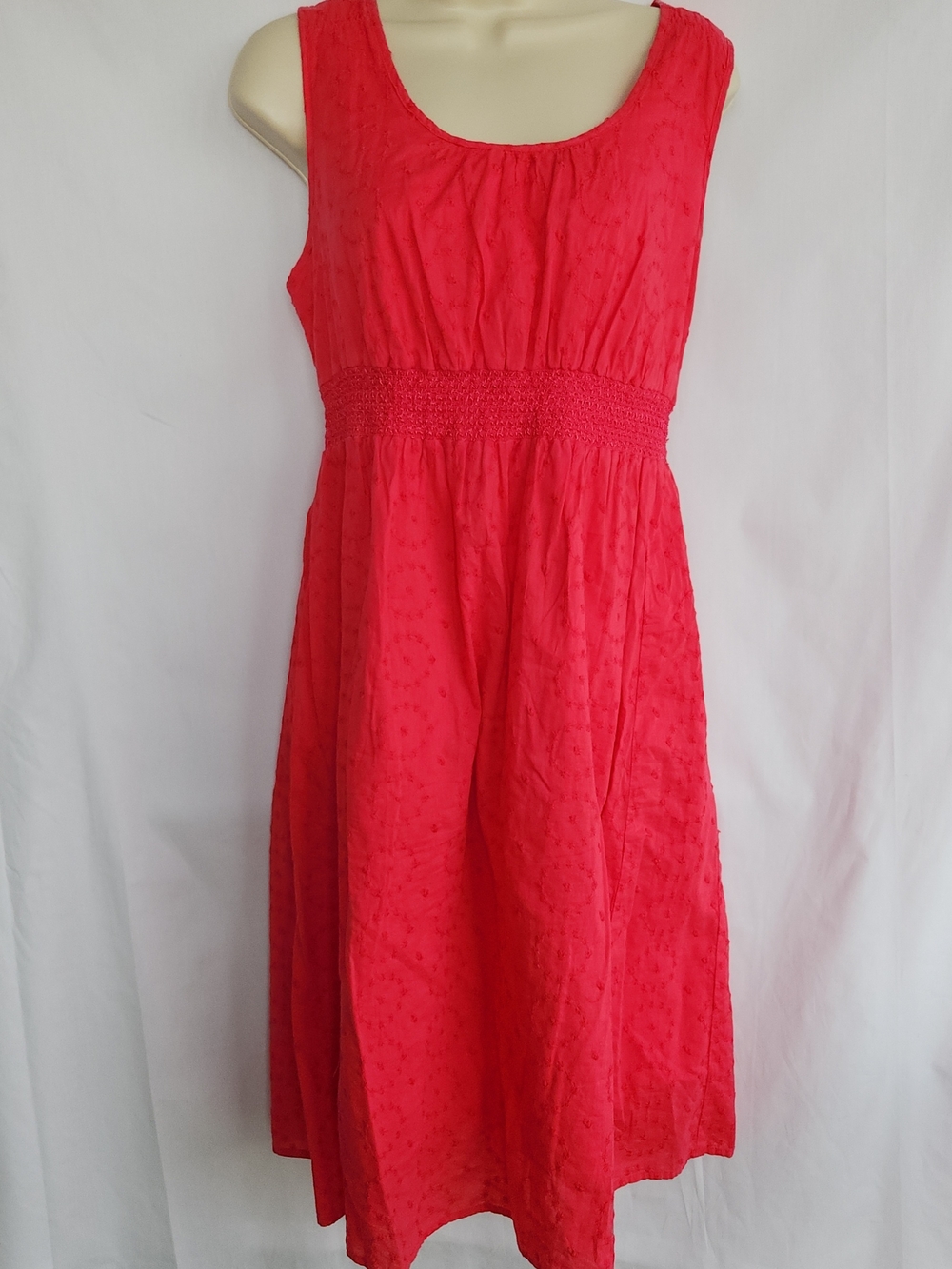 Liz Lange Pink Floral Embroydery  Sleeveless Smocked Waist Dress Western Shower